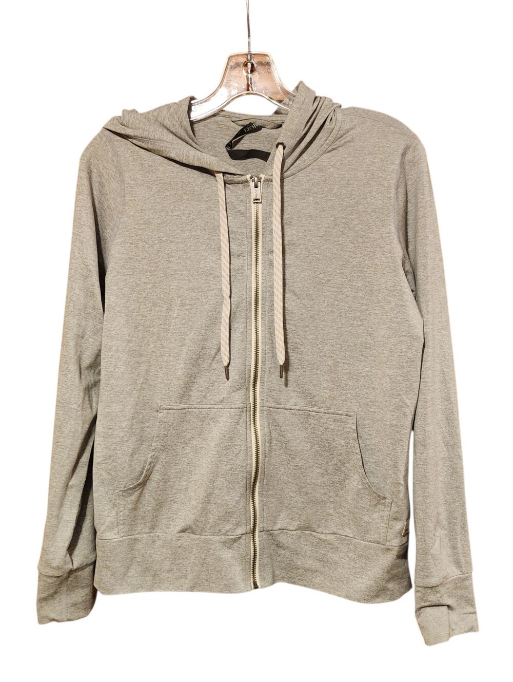 Vuori Halo Performance Hoodie 2.0 Heathered Gray Zip-Up with Drawstring size S